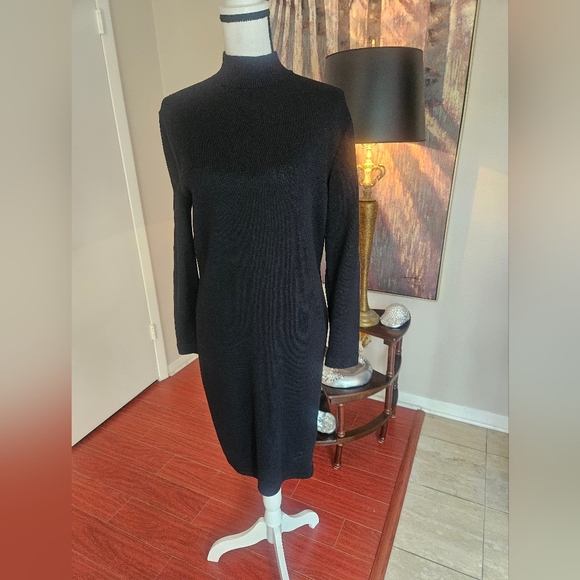 St. John Black Long Sleeve Dress #stjohn - Picture 2 of 8